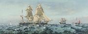 Henry J Morgan HMS 'Comus' France oil painting artist
